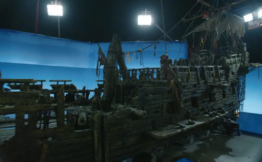Salazar's ship, the Silent Mary, was partially built as a practical set .