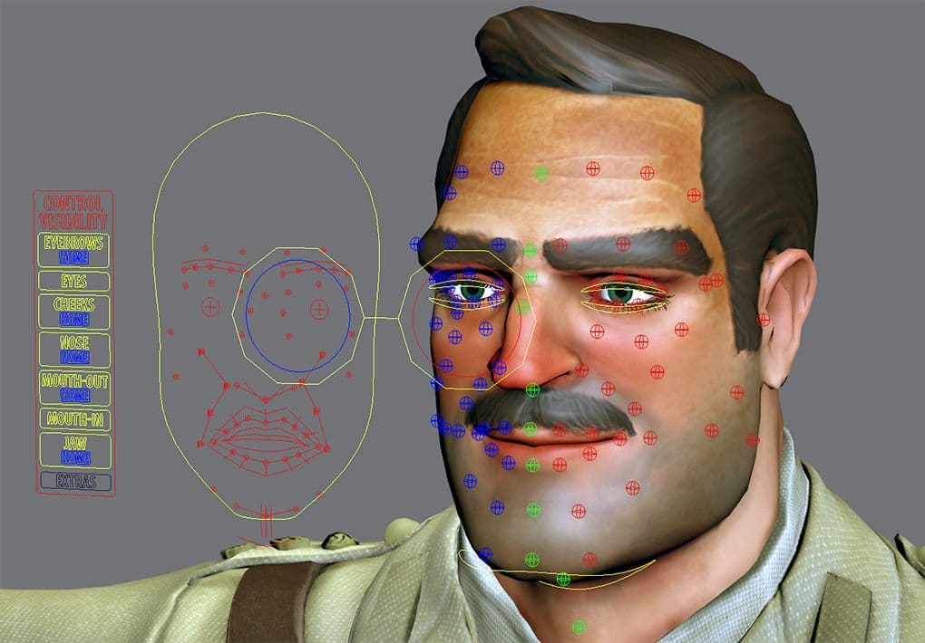 Individual joint controls for the face and the face tracking map
